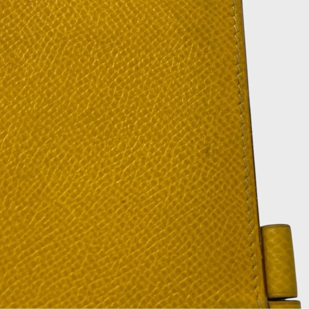 Hermes Yellow Leather Notebook Agenda Cover Passport Holder Travel - Picture 9 of 13